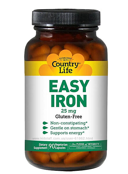 Country Life, Easy Iron, 25 мг, 90шт
