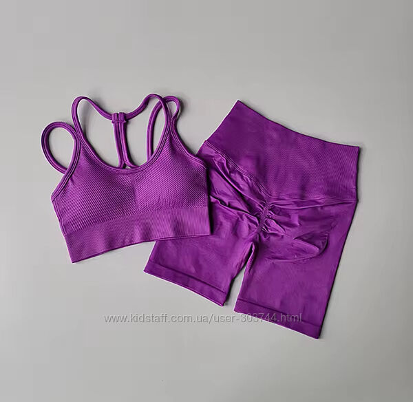 Костюм для фітнесу, спорту топ та велосипедки з ефектом Push Up