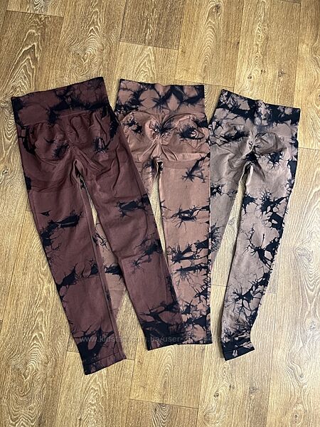 Лосини для фітнесу мармур коричневий з ефектом Пуш Ап
