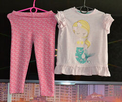 Летний яркий набор лосины и футболка 3/5 лет