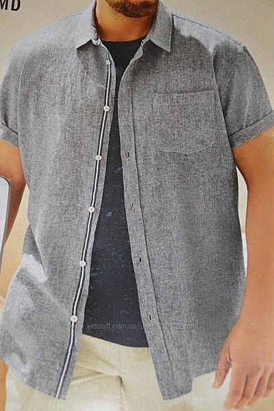 Мужская рубашка с коротким рукавом натуральная размер 37-38 S Livergy