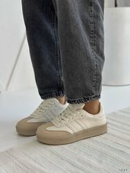 Кросівки з натуральної замші та шкіри жіночі білі кампус