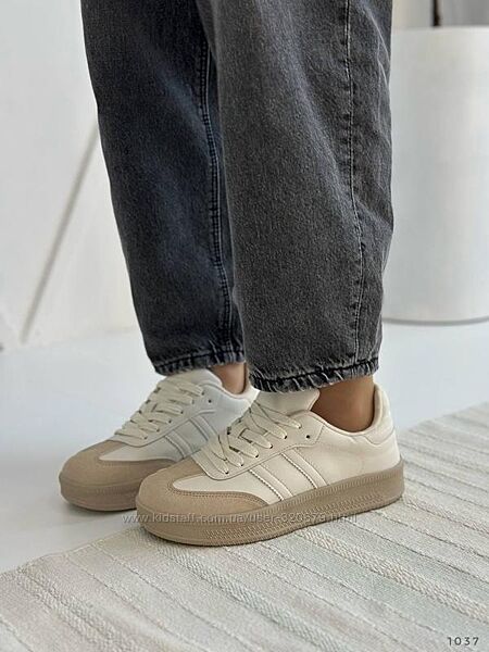 Кросівки з натуральної замші та шкіри жіночі білі кампус