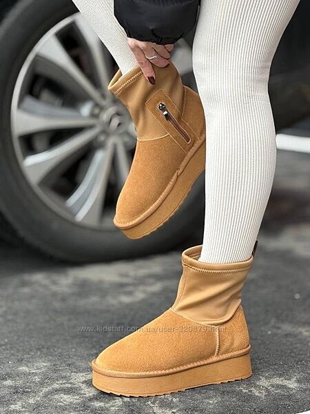 Жіночі зимові ugg на платформі, зимові теплі уггі для дівчат, зимові замшев