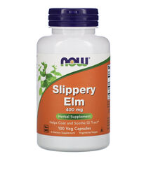 От болей в желудке Кора красного вяза Slippery Elm, Now Foods 100 капсул