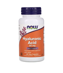 Now Foods, Гиалуроновая кислота с МСМ , 50 мг, 60 растительных капсул