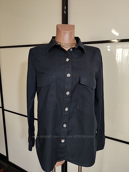 DIVIDED H&M  стильная черная коттоновая рубашка UK 14 EUR 42