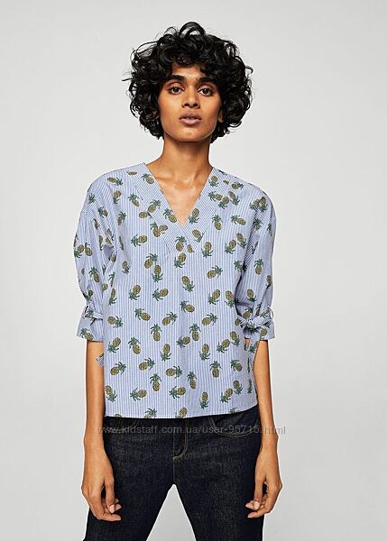 Хлопоковая блуза с принтом Mango - XS, S