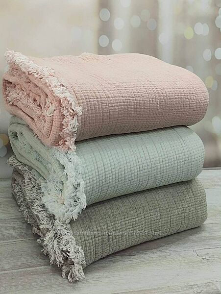 Плед Покрывало муслин 240x260 двухстороннее пятислойное легкое Gulcan