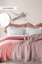 Набор постельного белья с вышивкой с пледом Пике Istanbul Home DAFNE -Евро