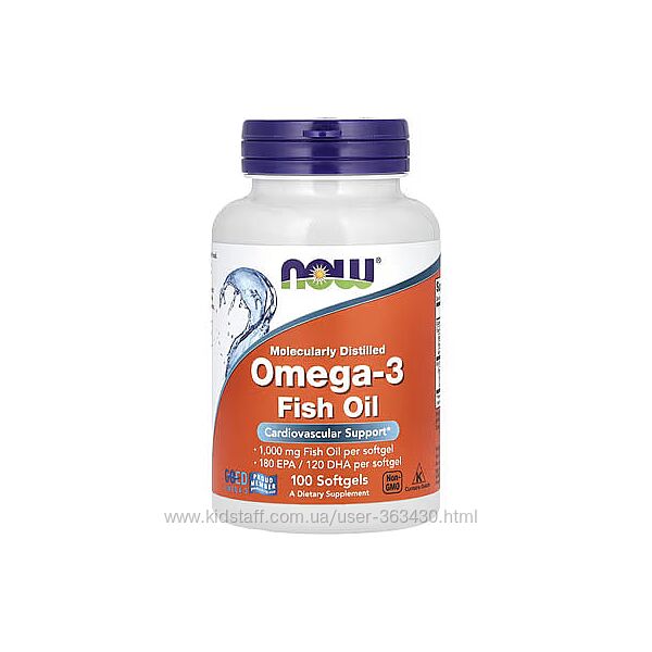 Омега 800, Триглицеридная форма, 1000 мг, 30/90 шт California, Now Foods