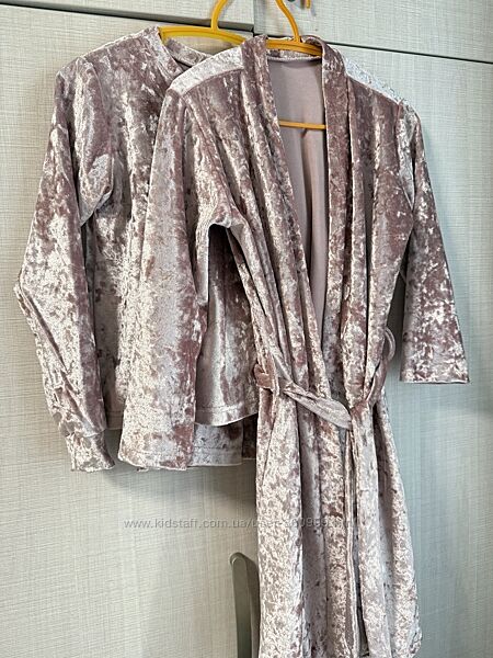 Комплект для дома для дівчинки велюр-пудра