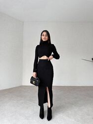 Костюм в рубчик гольф - топ и юбка Mai Collection р. XS&92S