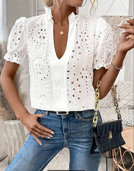 Блузка летняя, женская, хлопок прошва М 46-48 р