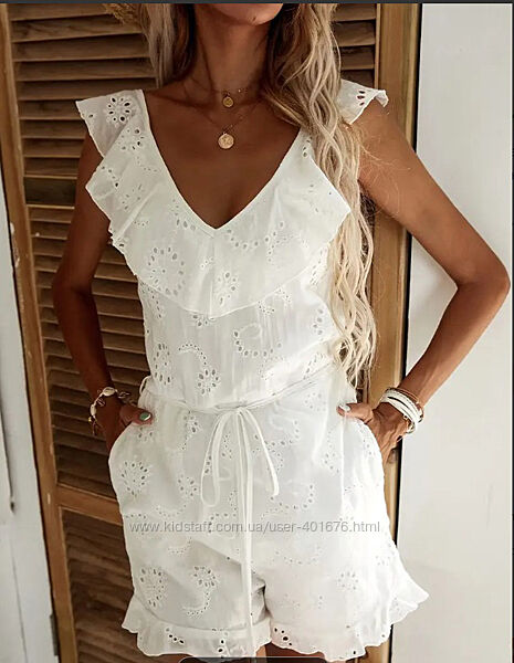 Нарядный комбинезон женский, летний, котон прошва S р.