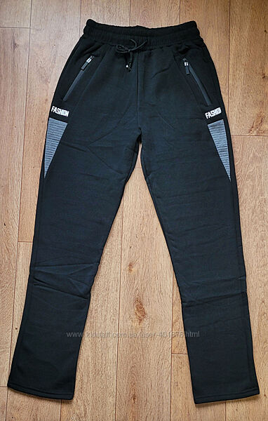 Мужские брюки теплые, спортивные штаны прямые, трикотажные на флисе