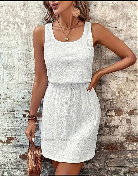 Белый, женский сарафан нарядный из гипюрового трикотажа L 50 р