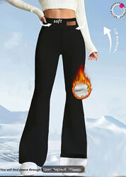 Леггинсы женские, теплые на флисе, широкий пояс,  расклешен к низу М 46-48р