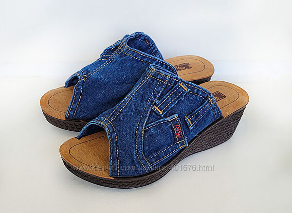 Шлепанцы джинсовые, женские на платформе 36-40 р