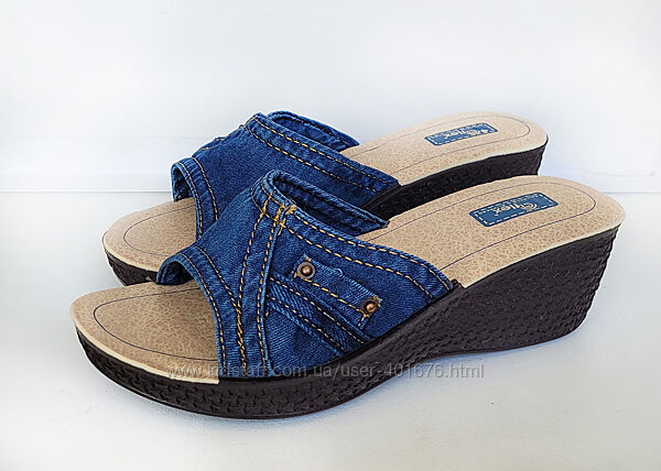 Шлепанцы джинсовые, женские на танкетке 36-39 р