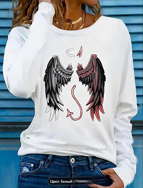 Женская футболка с принтом крылья 52-54 р