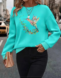 Женский, яркий свитшот теплый на флисе 56-58 р