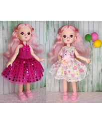 Шарнирная кукла с двумя платьями ростом 26 см