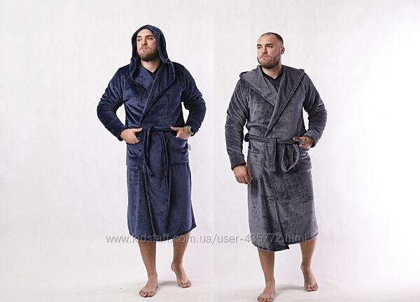 чоловічі однотонні халати до 62 розміру 