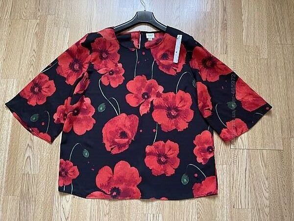 Блуза цветы маки Jacqueline de Yong новая XL