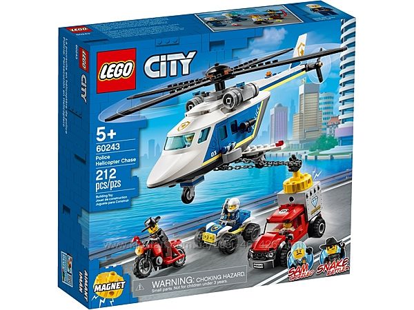 Конструктор LEGO City Police Погоня на полицейском геликоптере  60243