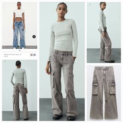 Нові сірі джинси Zara -  MID-RISE TRF CARGO