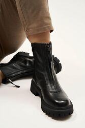 Шкіряні чорні демі черевики, на замку , allsy