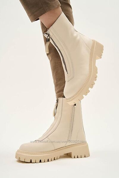 Шкіряні молочні демі черевики, на замку, lonza, allsy