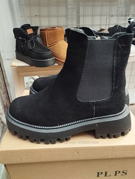 Жіночі зимові замшеві черевики Челсі, 36-41