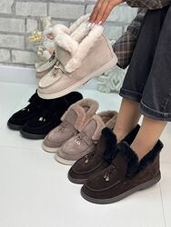 Черевики лофери анатомічні зимові з хутром з натуральної замші 36-41 р.