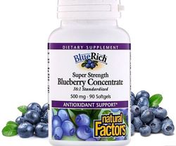 Natural Factors BlueRich концентрат голубики. 500 мг, 90 таблеток
