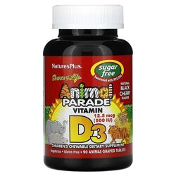NaturesPlus Source of Life Animal Parade витамин D3 без сахара. 500 ME, 90 