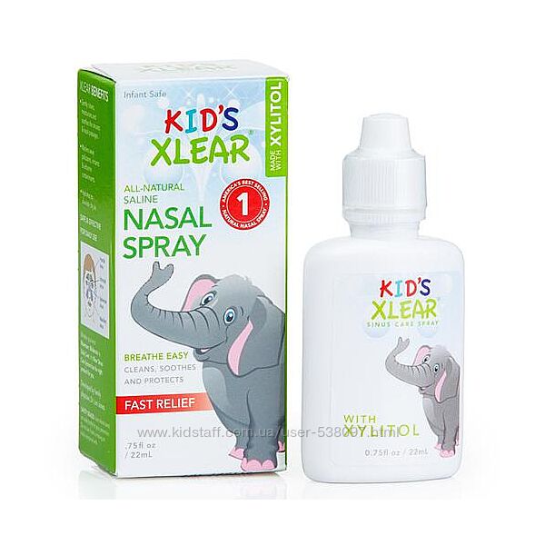 Kid&acutes Xlear детский солевой назальный спрей с ксилитом с рождения. 22 