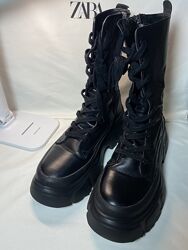 Чоботи жіночі Zara розмір 39 устілка 25,5 натуральна шкіра.