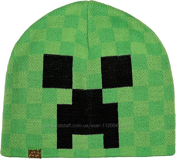 шапка JINX Minecraft Creeper Face Knit Beanie, р. M/L , подвійна, дуже тепла