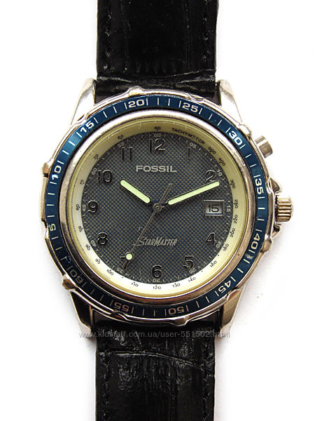 Fossil Star Master часы из США Wr30M кожа безель дата подсветка