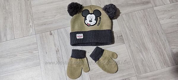 1-2роки Новий дитячий комплект, шапка, рукавиці Disney Mickey