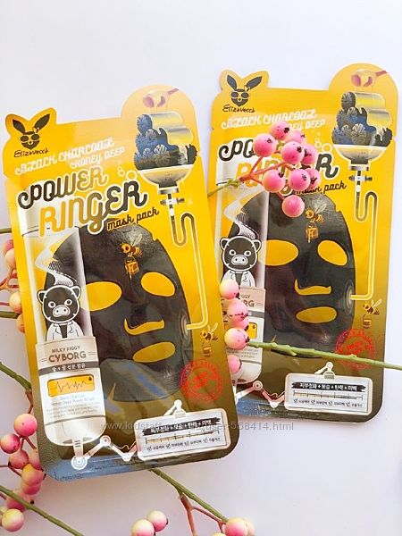 Тканевая маска Elizavecca Black Charcoal Honey Deep Power Ringer Mask Pack