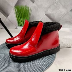 Распродажа Красные зимние ботинки из натуральной кожи