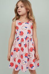 Платье сарафан H&M Англия 122-128 см 6-8 лет хлопковое Яблоки для девочки
