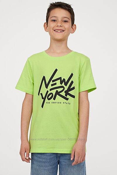 Хлопковая футболка H&M 146-170 см 10-14 лет для мальчика парня салатовая