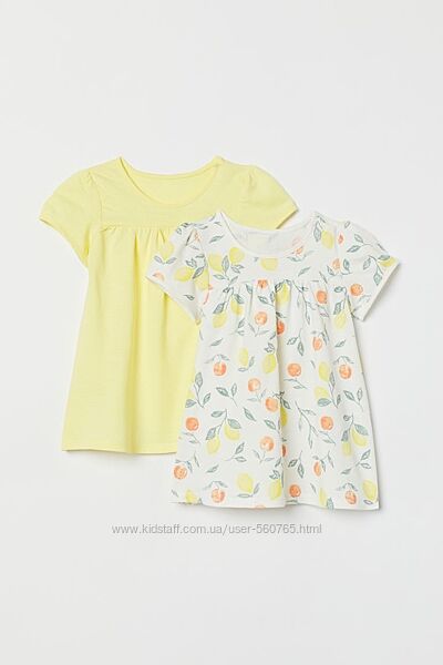 Платье H&M Англия 1-4 года набор из 2-х шт желтое и белое с фруктами 