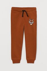 Теплые штаны H&M Англия 110 см 4-5 лет брюки с начесом с принтом тигра