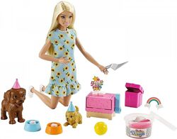 Barbie Барби блондинка с питомцами Вечеринка для щенков Puppy Party Playset