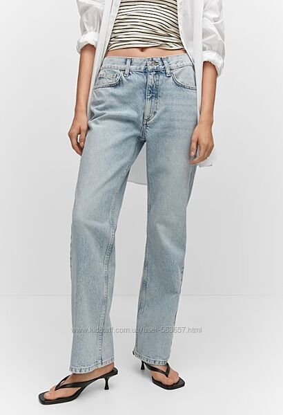 Джинси mango прямого крою, широкі із середньою посадкою р. 38 EUR